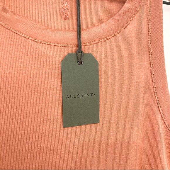 NWT All Saints Cropped Racerback Rina Tank Top Size 10 Medium Tainted Pink - Picture 3 of 8
